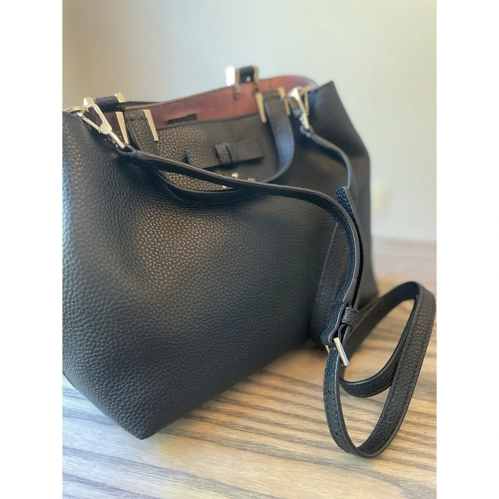 KATE SPADE Gwyn Pershing Street Wkru5495 Black Leather Satchel NWOT and Dust Ba